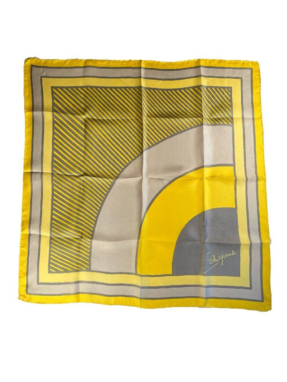Vintage Elsa Schiaparelli Silk Scarf – Geometric Modernist Design